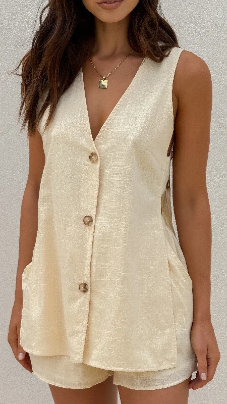 women's tops for summer festivalsHayley Vest and Shorts Set - Butter