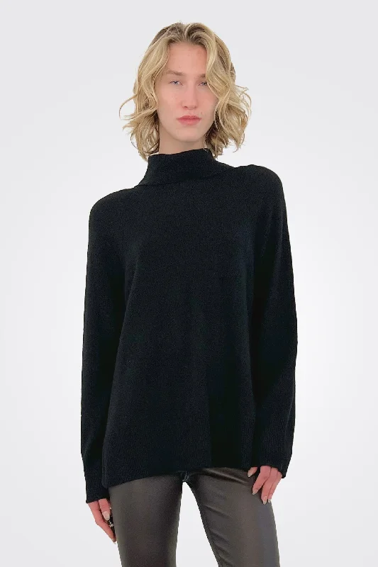 women's tops with spaghetti straps and deep V-necksLive In Cashmere Turtleneck - Ebony