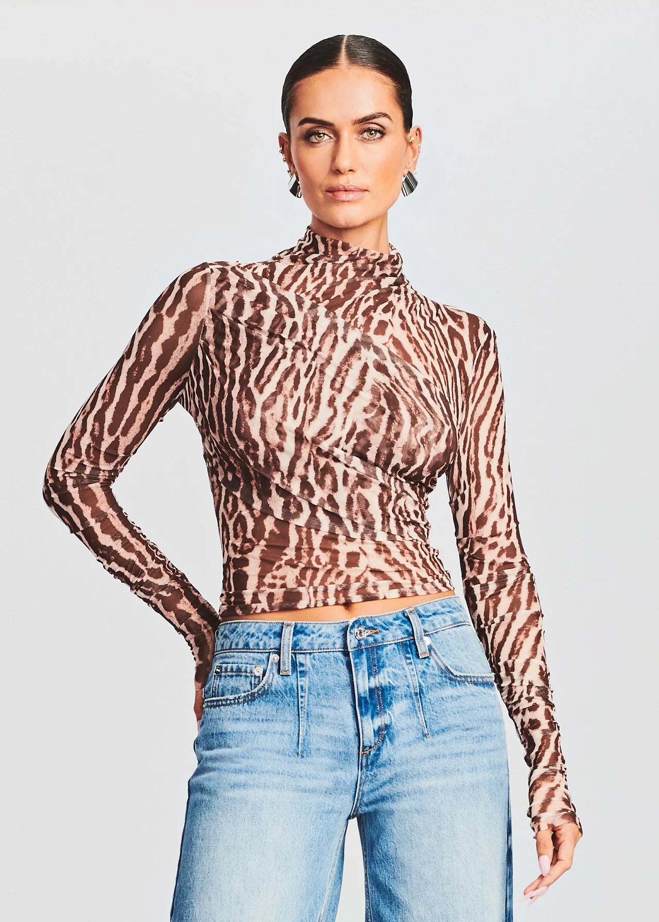 women's tops for gala dinnersSana Top - Tan Ocelot