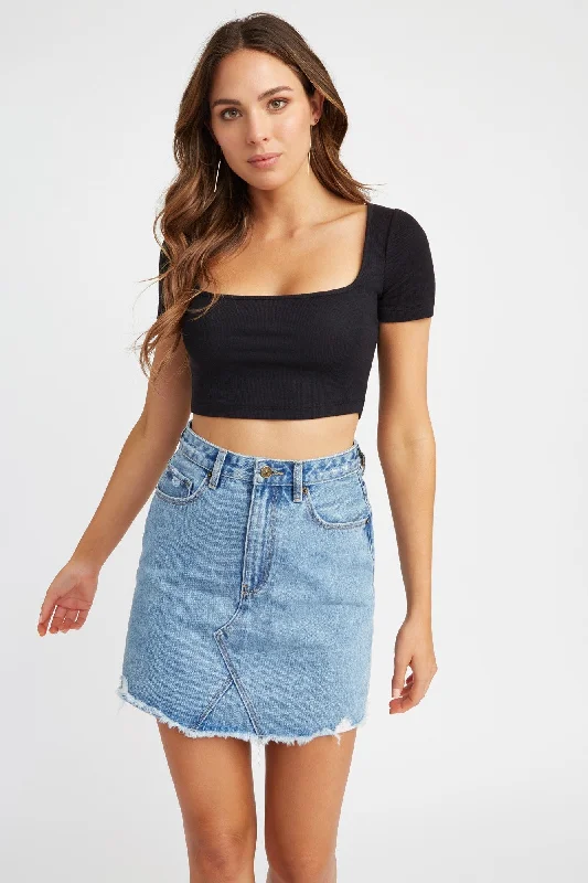 women's tops with ruffled hemsStaple Crop Top