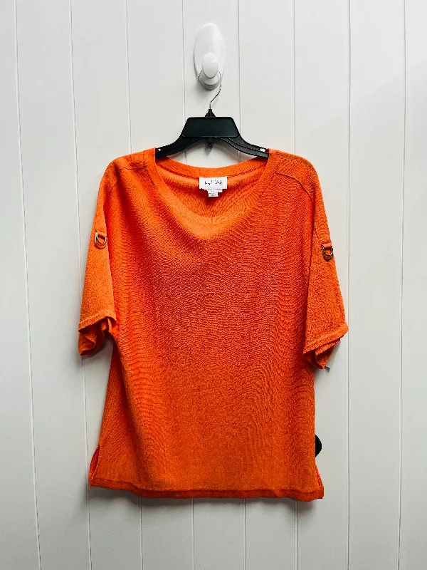 women's tops with sheer overlaysTop Short Sleeve By Joseph Ribkoff In Orange, Size: S