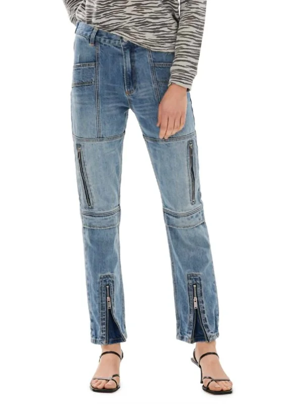 women's chic pantsPiper Utility Denim Pants In Blue