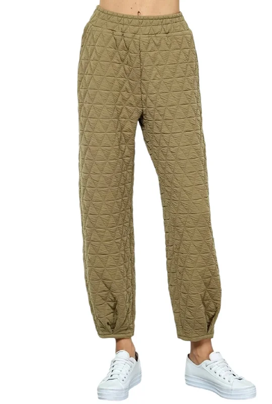 women's elegant pantsQuilted Jogger In Olive