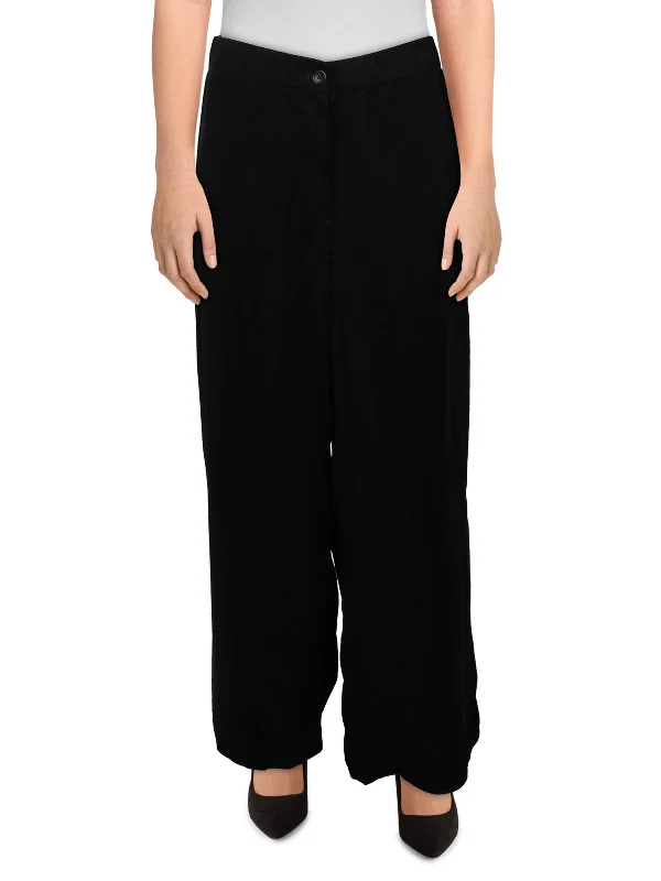 women's mini pantsWomens High Rise Knit Wide Leg Pants