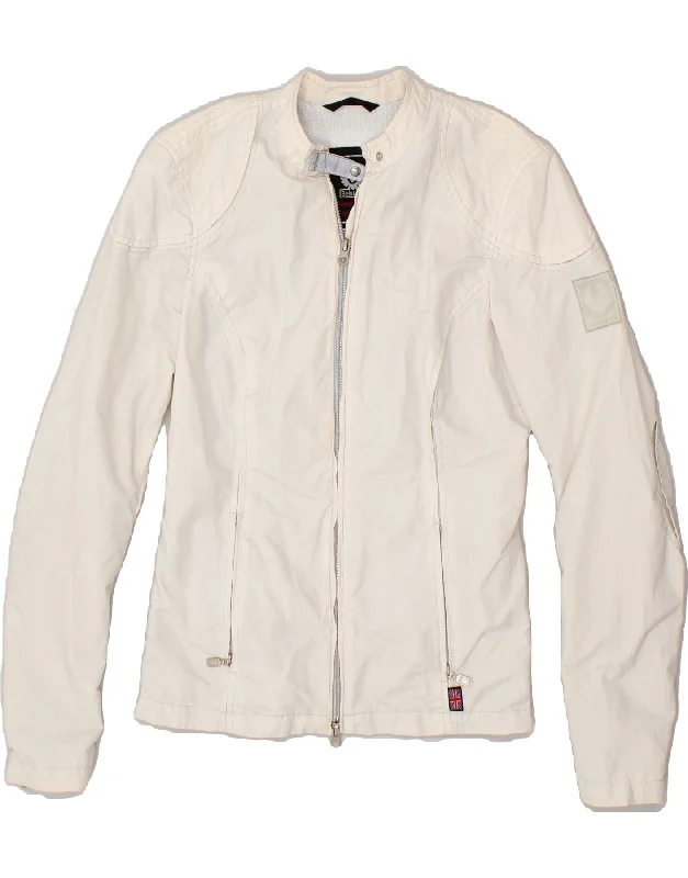 women's bomber jackets and coatsBELSTAFF Womens Bomber Jacket IT 42 Medium Silver Polyester