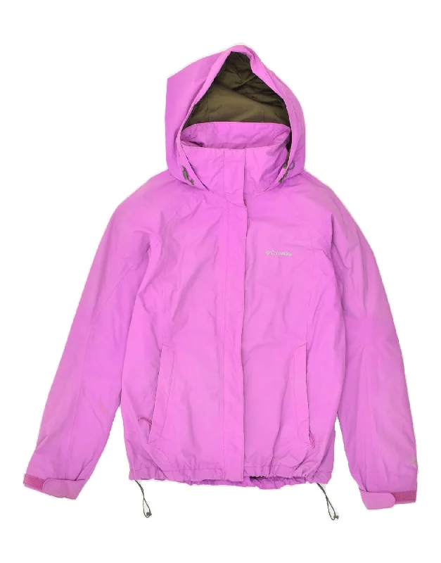 women's coats for breastfeeding mothersCOLUMBIA Womens Hooded Rain Jacket UK 14 Medium Purple Nylon