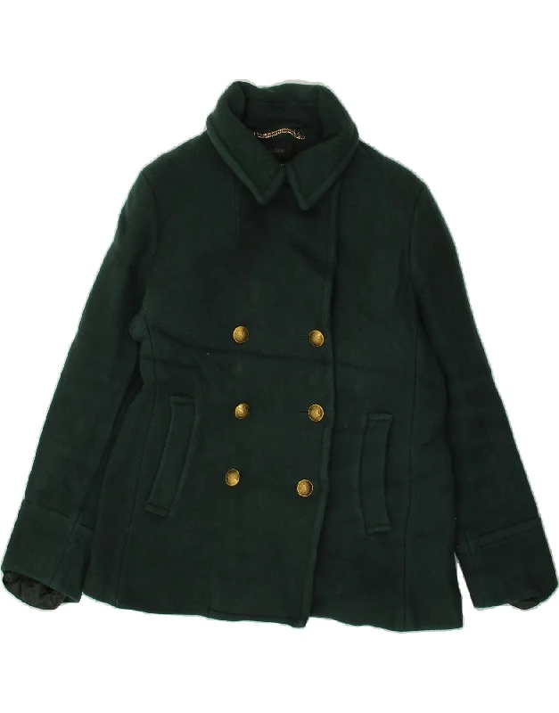 women's coats for vintage fashion enthusiastsJ. CREW Womens Pea Coat UK 10 Small Green Wool