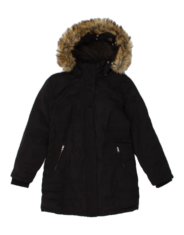 women's coats with cinched waistsJACK WILLS Womens Hooded Parka Jacket UK 14 Large  Navy Blue Polyester