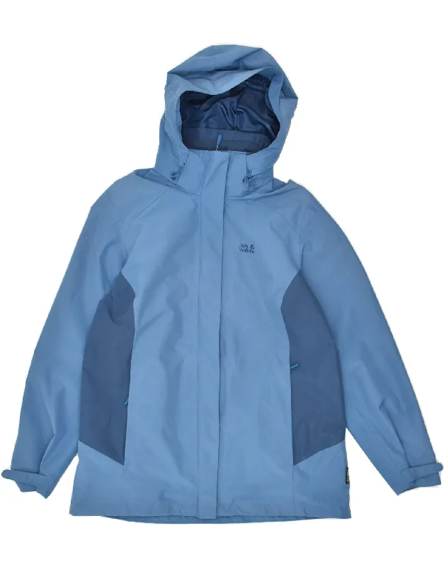 women's coats with liningJACK WOLFSKIN Womens Hooded Windbreaker Jacket UK 14/16 Large Blue