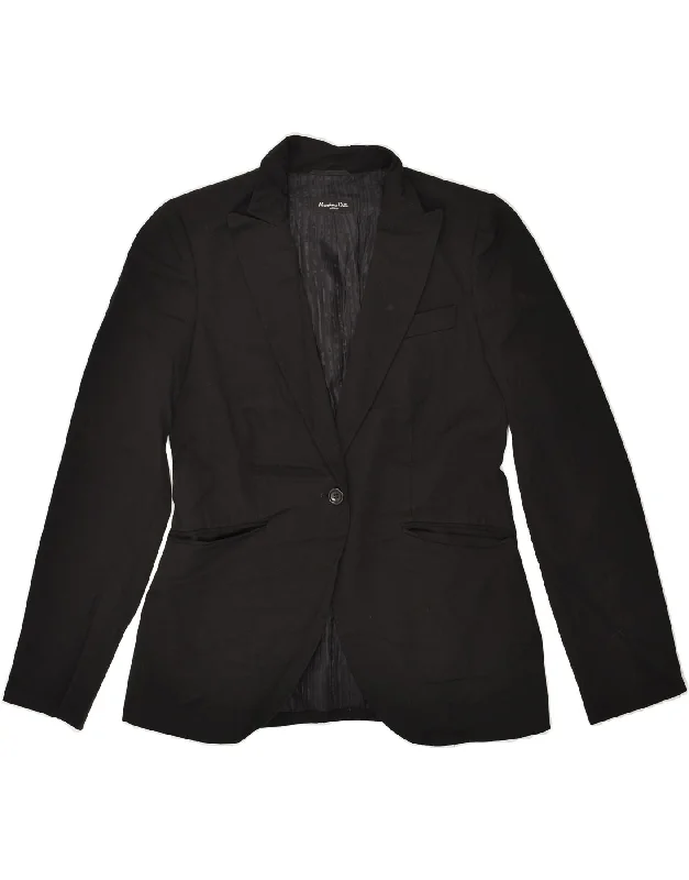 women's coats for rainy weatherMASSIMO DUTTI Womens 1 Button Blazer Jacket EU 40 Medium Black Wool