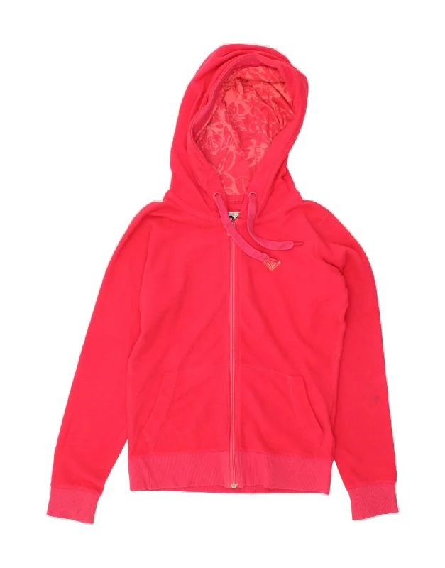 women's coats for maternity wearROXY Womens Hooded Fleece Jacket UK 10 Small Pink Polyester