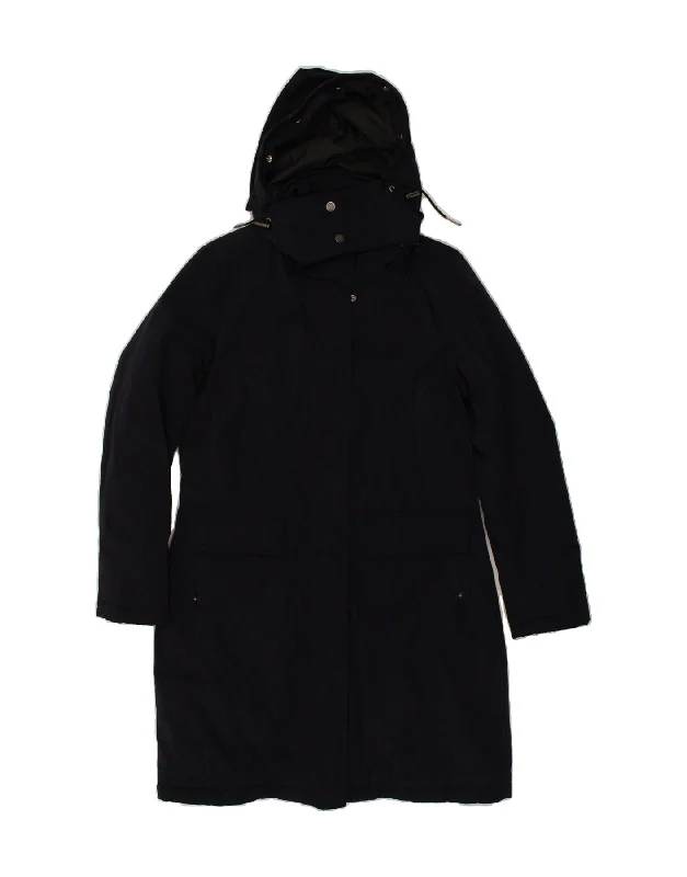 women's coats with military-inspired designsTOMMY HILFIGER Womens Hooded Overcoat UK 14 Medium Navy Blue