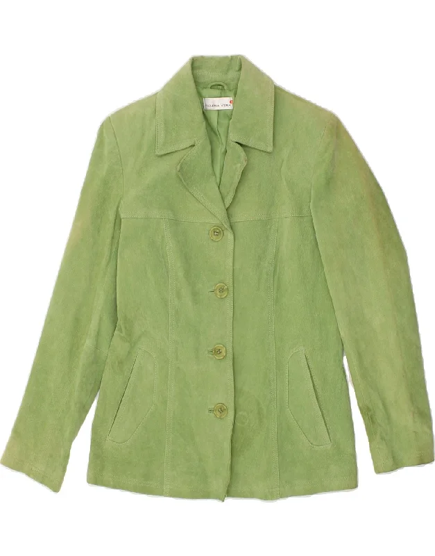 women's coats for casual FridaysVINTAGE Womens Leather Jacket IT 36 XS Green Leather