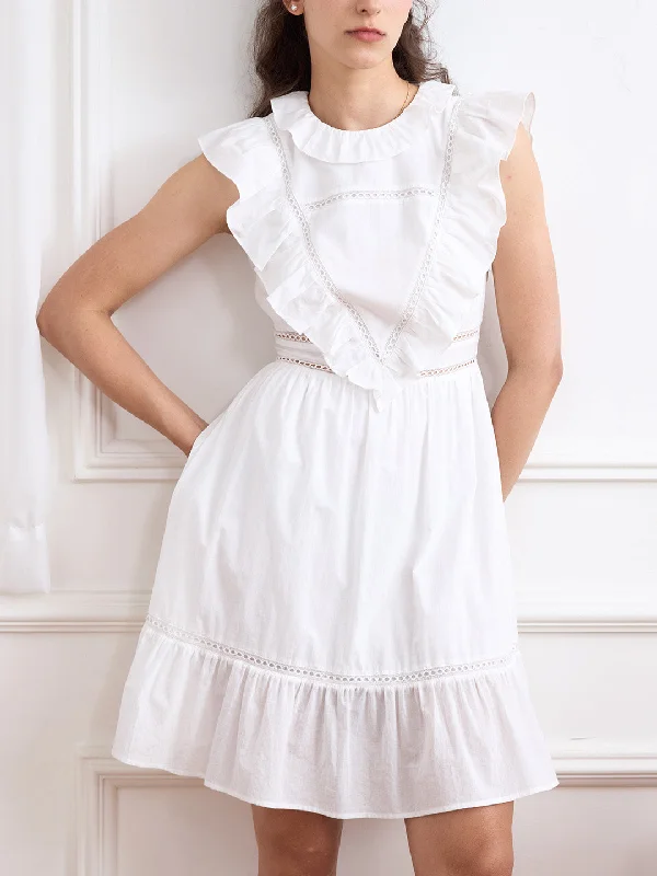 Sheath Dress【Final Sale】Jaliyah Solid Ruffle Trim Lace Trim Dress