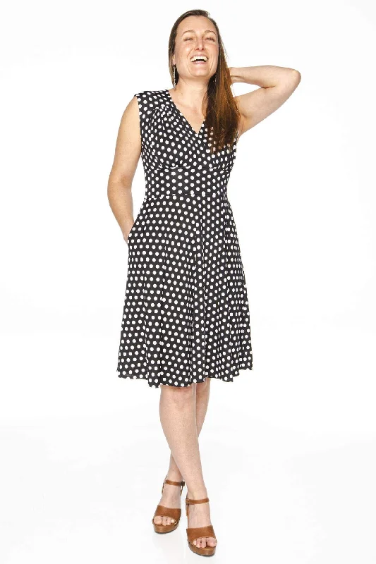 Ball Gown DressNora Dress - Black with White Polka Dots