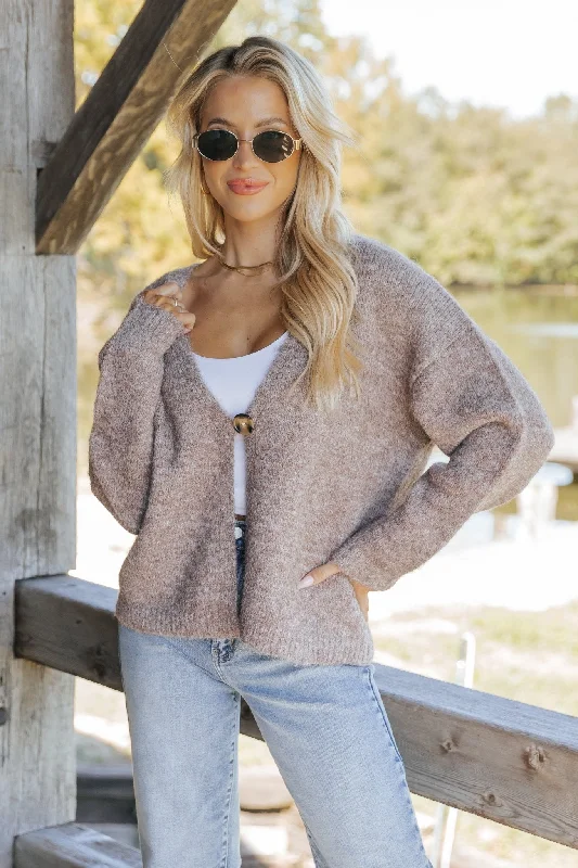 women's checkered dressesUltra Brushed Sweater Cardigan - Light Mauve