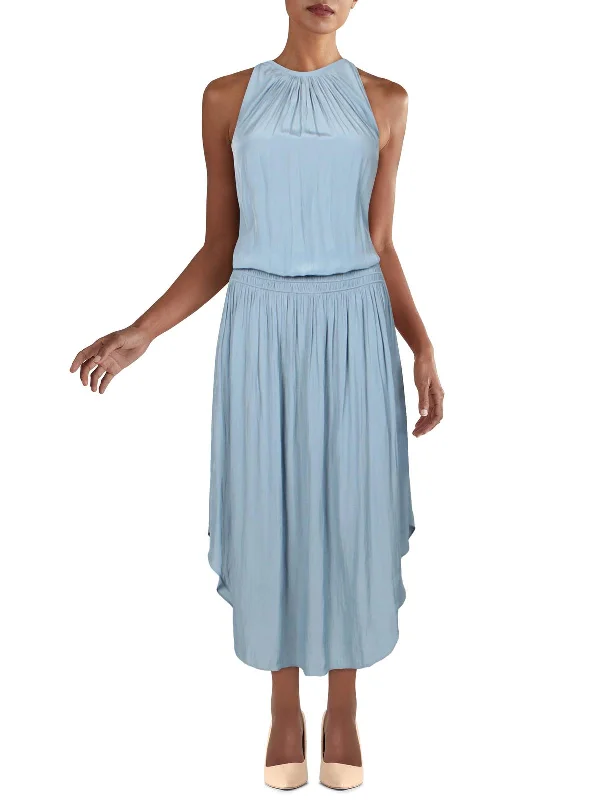 High-Neck DressAudrey Womens Halter Drop Waist Midi Dress