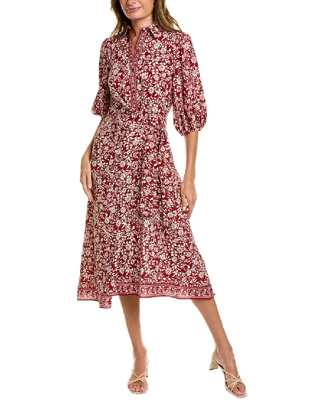 women's lace dressesMax Studio Puff Sleeve Midi Shirtdress