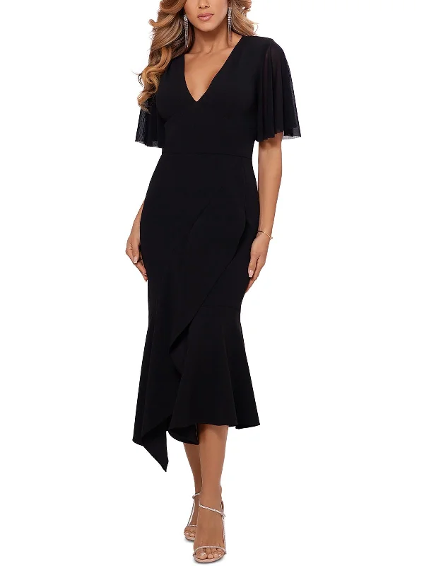 Designer DressWomens Asymmetric Midi Fit & Flare Dress