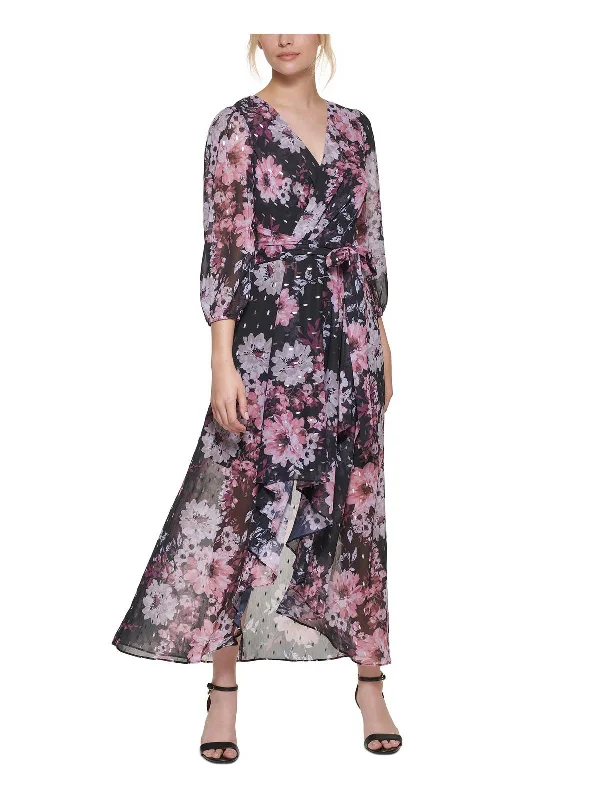 Scoop-Neck DressWomens Floral Hi-Low Midi Dress