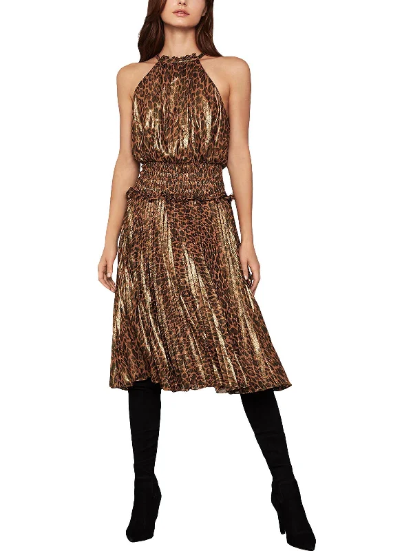 Plus-Size DressWomens Metallic Animal Print Midi Dress