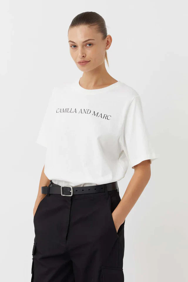 women's tops with unique designsAsher Tee - White w/ Black