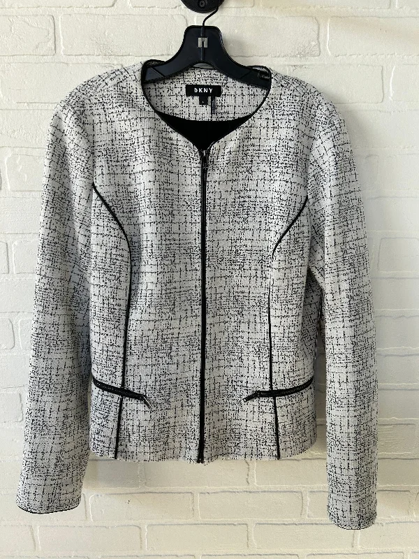 leather coats for womenBlazer By Dkny In Black & White, Size: L