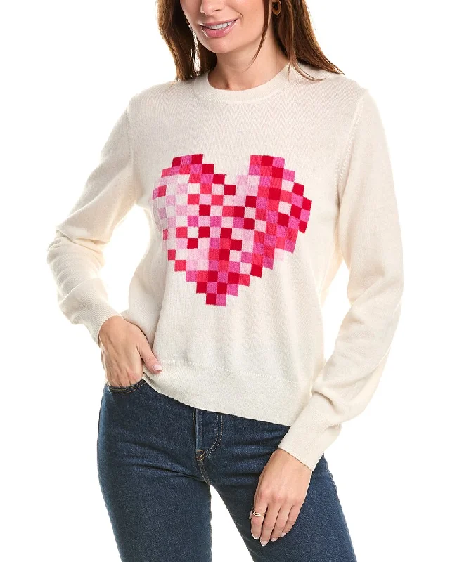 Flannel Knitted Crewneck SweatersBrodie Cashmere Wool & Cashmere-Blend Pixel Heart Jumper