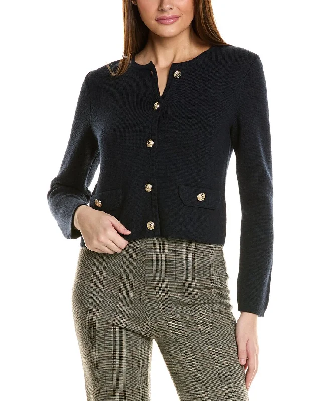 Colorful Comfortable Casual SweatersBruno Magli Cropped Crewneck Wool Jacket