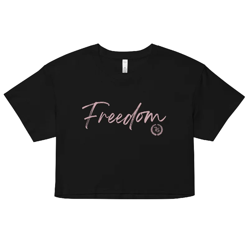 women's tops for evening soireesFreedom Script Crop Top