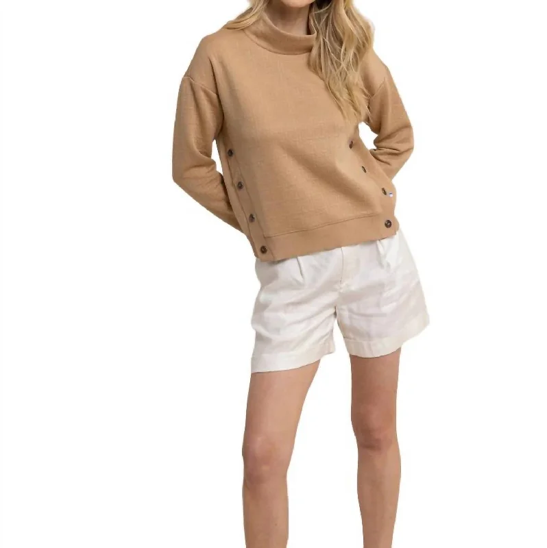 Affordable Women's SweatersMock Neck Sweater Top In Tannin