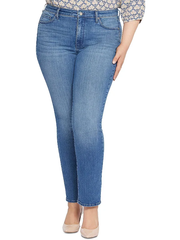 Plus Womens High Rise Stretch Slim Jeans