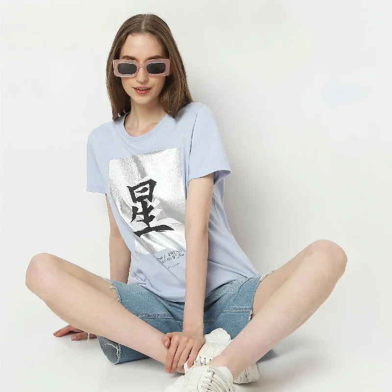 women's tops for glamorous eveningsRegular Fit Graphic T-Shirt