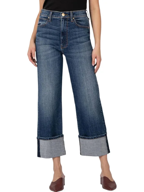 Sienna High Rise Roll Up Jeans In Blue