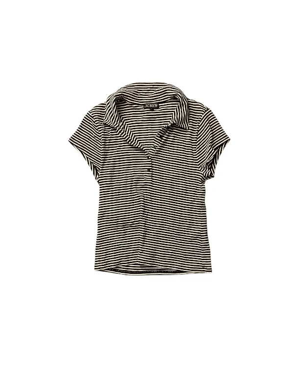 women's tops for those who prefer classic over trendy stylesTop Short Sleeve Basic By J. Crew In Striped Pattern, Size: L